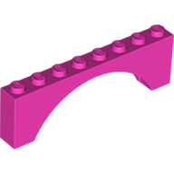 Lego kostka (kostička) most oblouk 1x8x2, tmavě růžová (6059172)